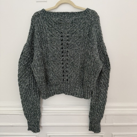 LINE The Label Women's Chunky Knit Oversized Sweater Size M Gray Green Comfy - Picture 2 of 6
